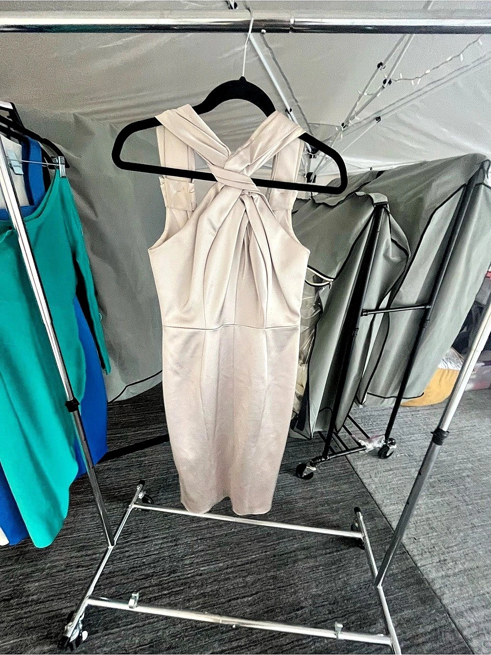 Karen Millen Draped Maxi Dress in Cream